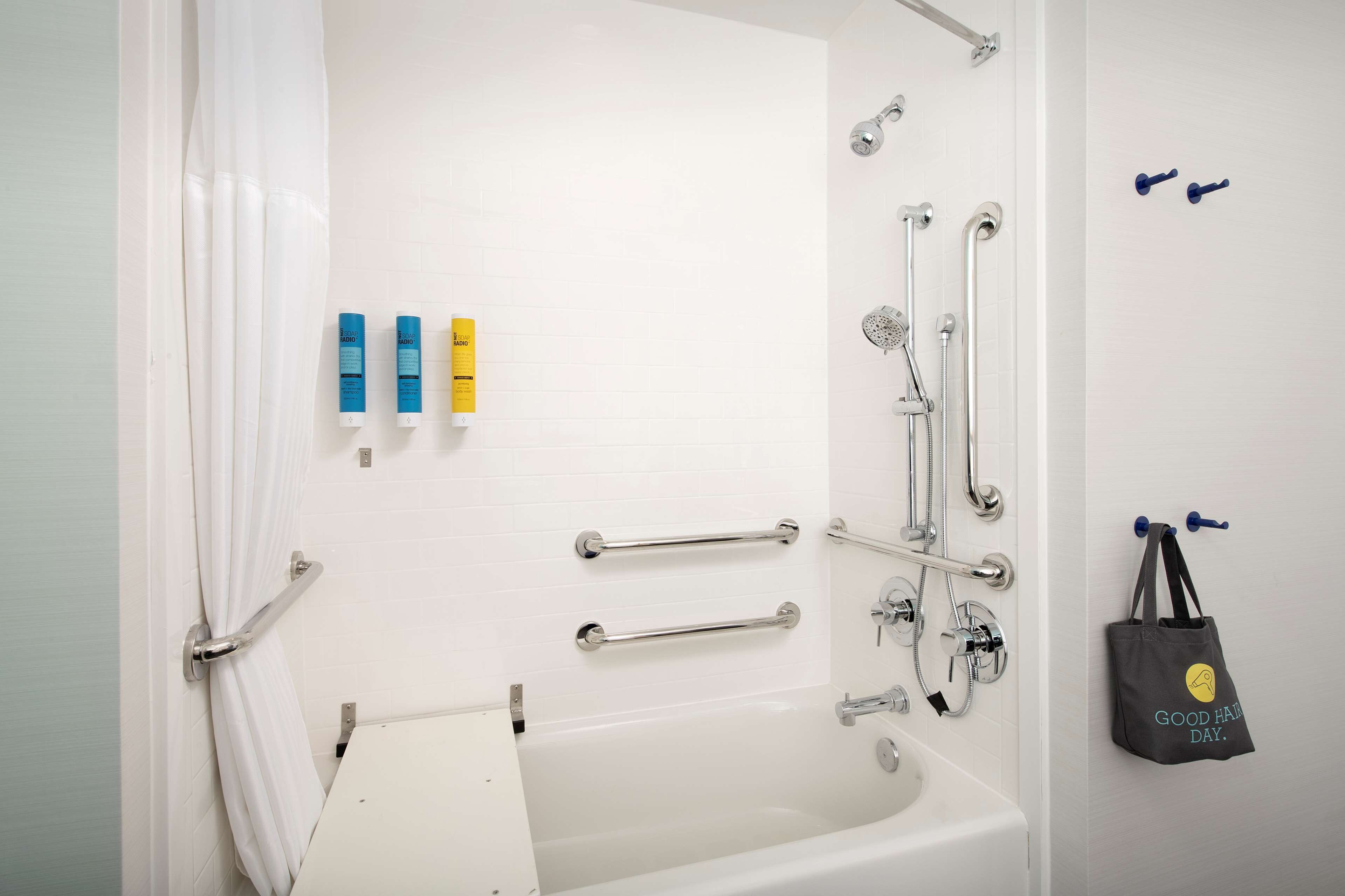 free toiletries, hair dryer, towels