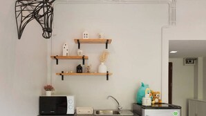 Studio Room | Private kitchenette | Full-sized fridge, microwave, electric kettle - Cozy Stay near Nimman (Chiang Mai)