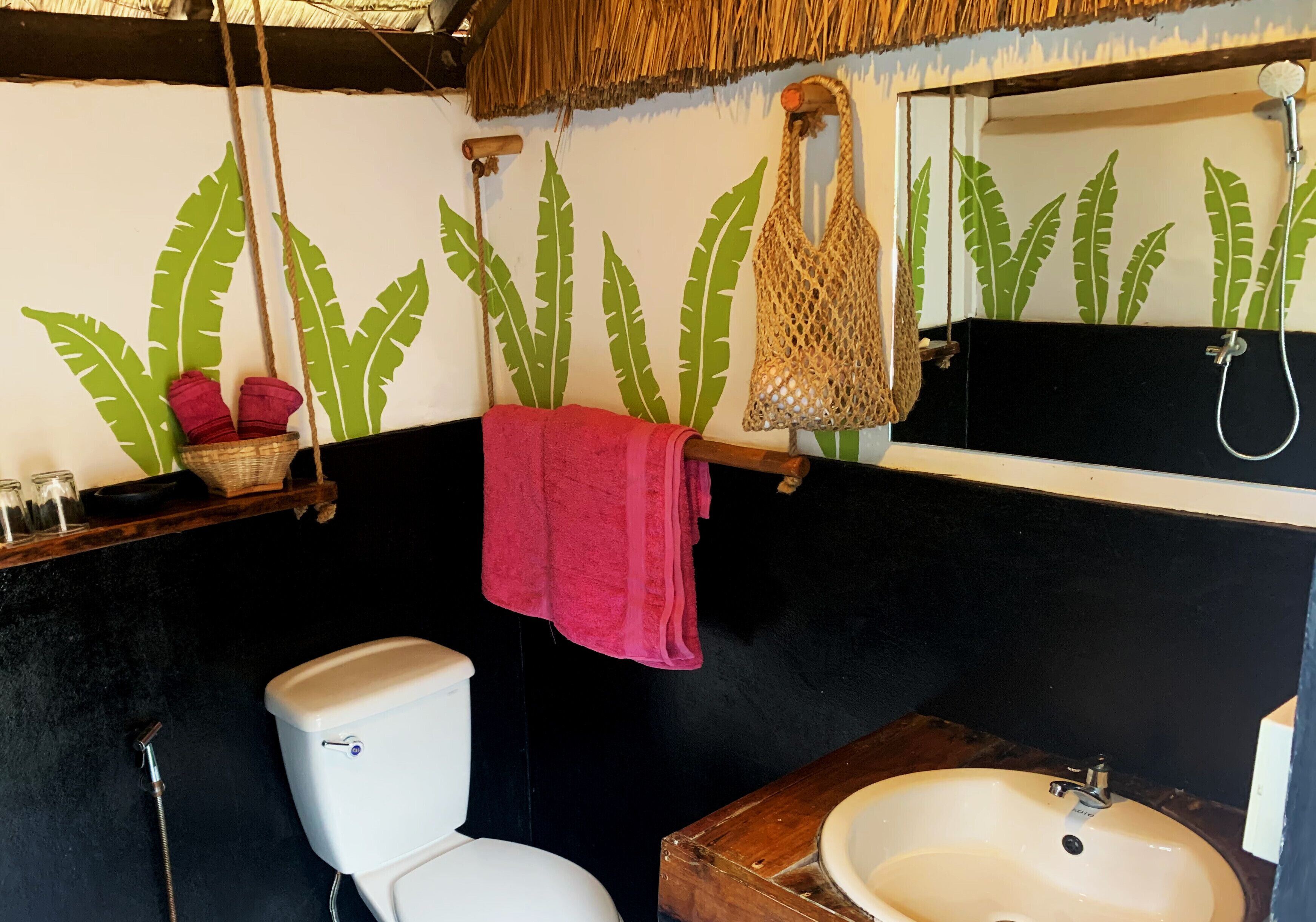 deluxe double room | bathroom | shower, bathrobes, towels