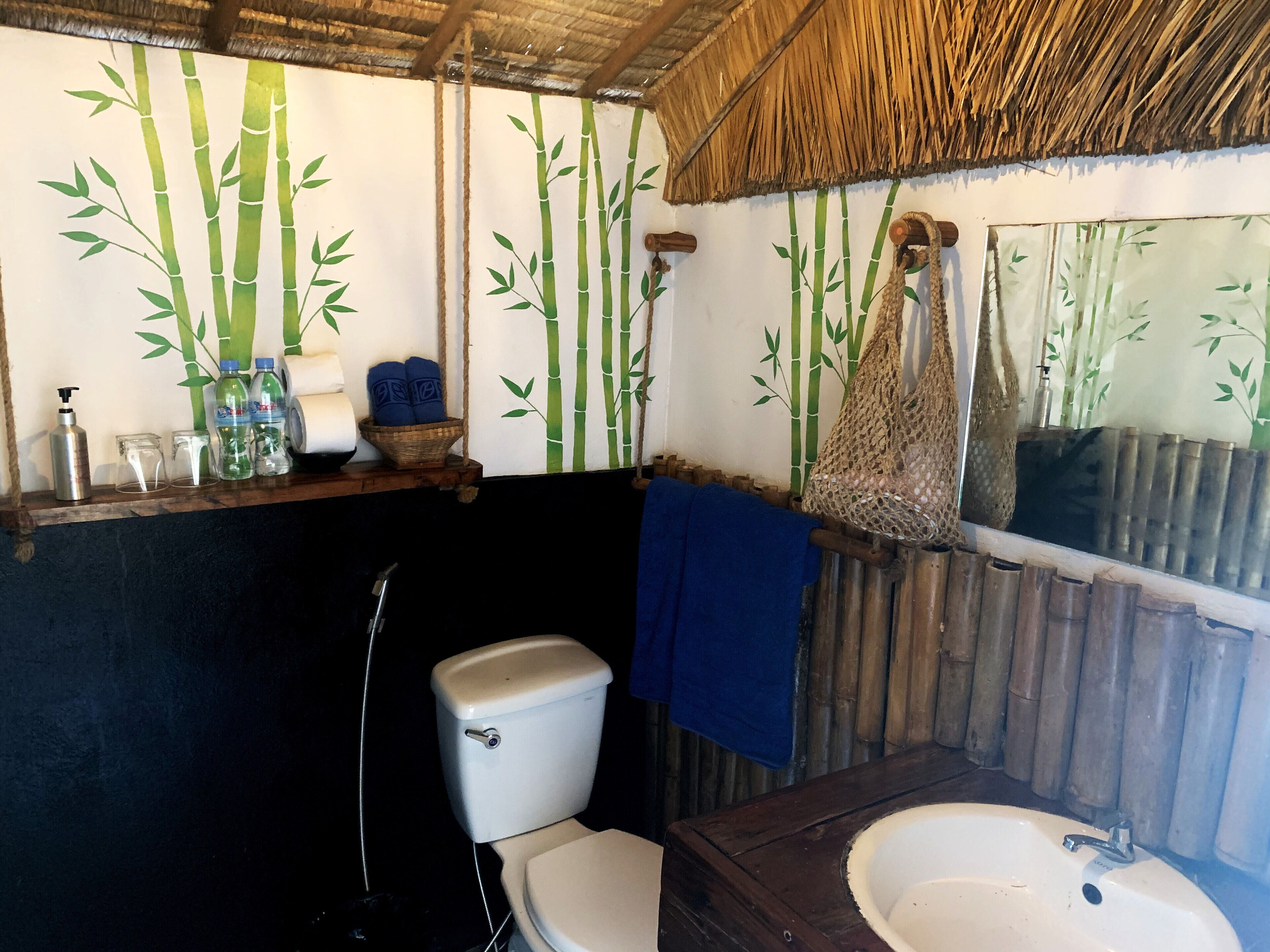 deluxe double room | bathroom | shower, bathrobes, towels