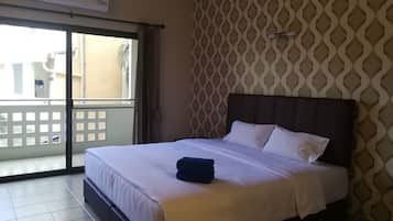 Desk, blackout curtains, rollaway beds, free WiFi