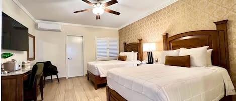 Double Room, 2 Double Beds | Desk, laptop workspace, iron/ironing board, free WiFi