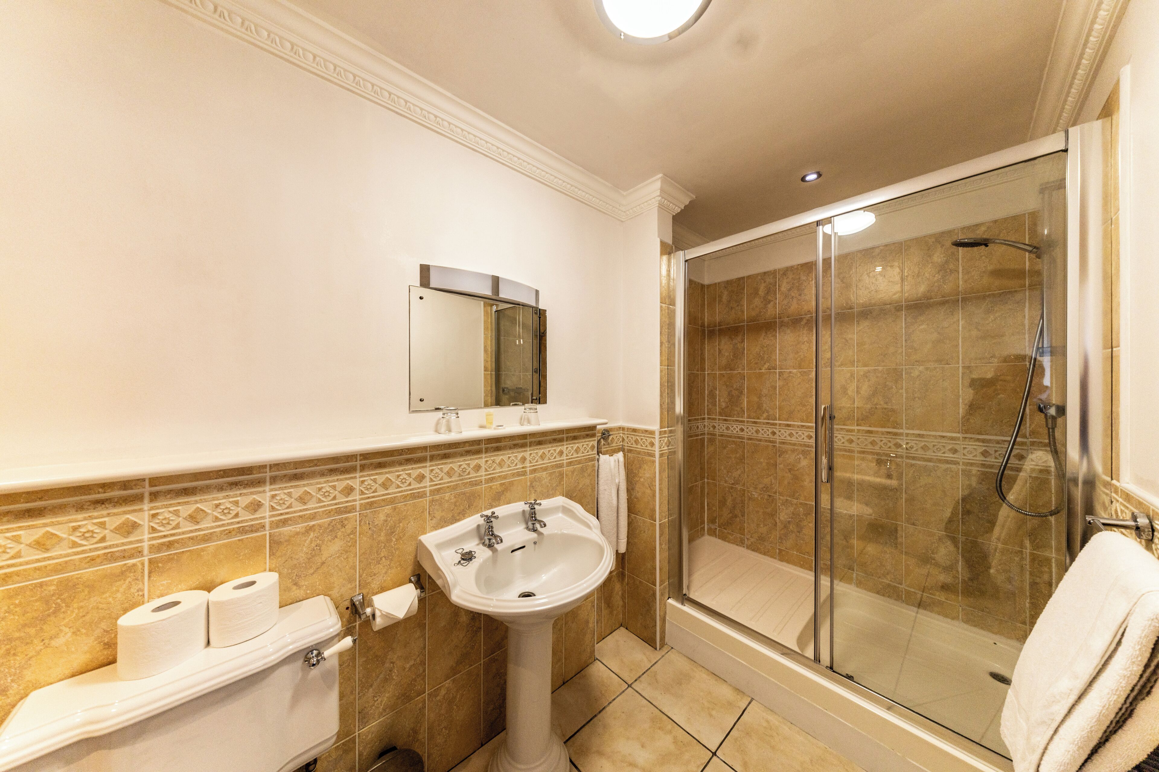 free toiletries, hair dryer, towels