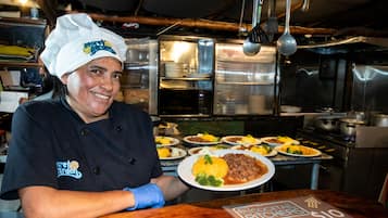 Breakfast and dinner served, Latin American cuisine