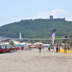 On the beach, white sand, beach bar
