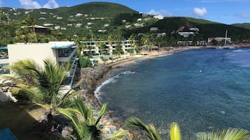 On the beach, sun loungers, beach towels