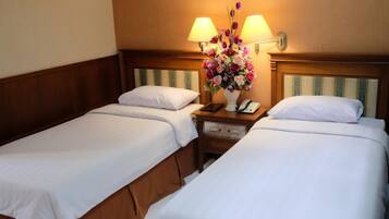 Desk, free WiFi, bed sheets