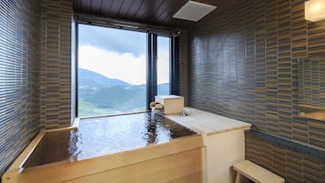 Deluxe Twin Room (with Private Open-air Bath, Yamabuki) | Bathroom | Free toiletries, hair dryer, slippers, electronic bidet