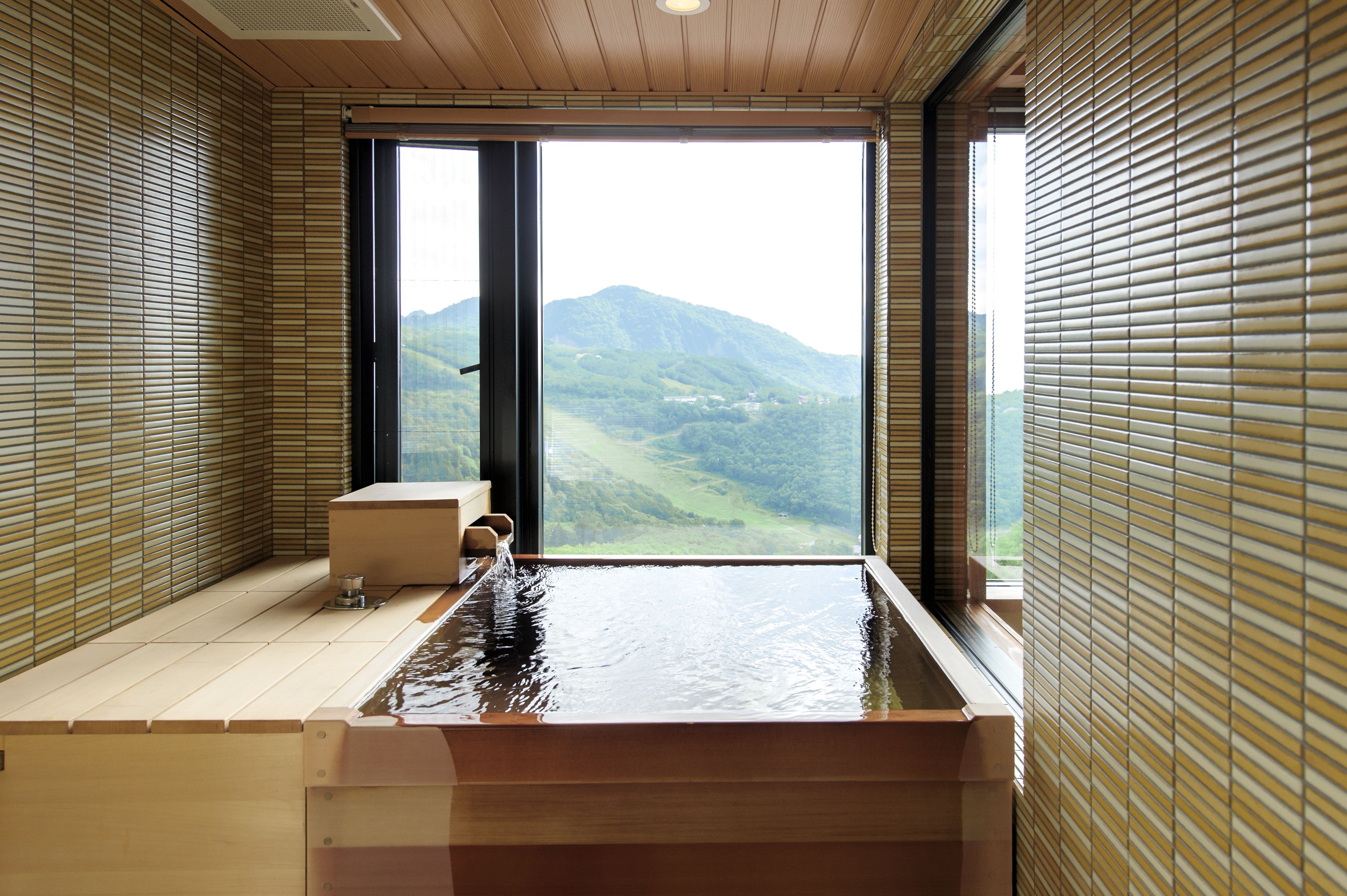 Deluxe Twin Room (with Private Open-air Bath, Akane) | Bathroom | Free toiletries, hair dryer, slippers, electronic bidet