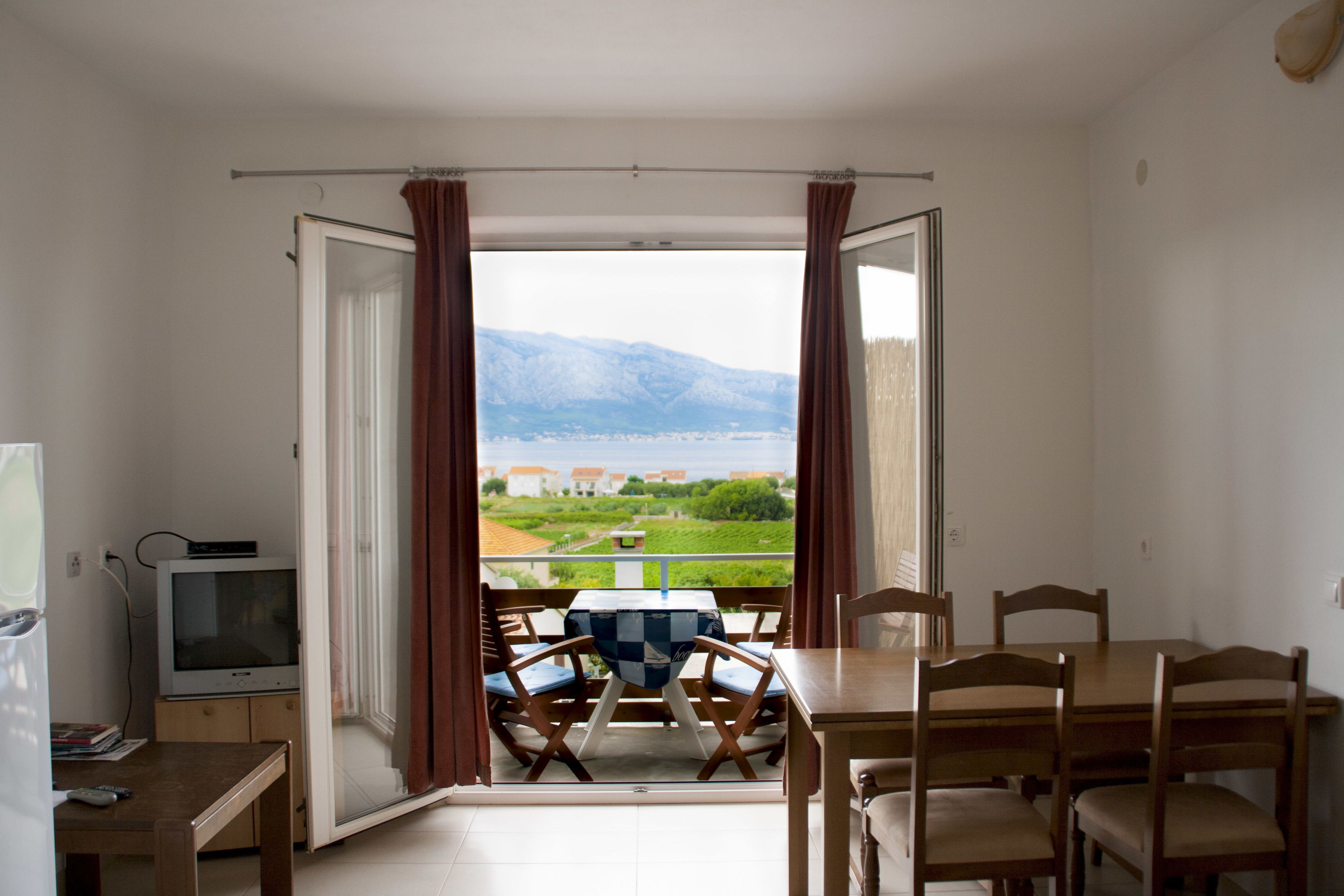 Romantisches Apartment, 1 Schlafzimmer, Balkon, Meerblick | Ausblick vom Zimmer