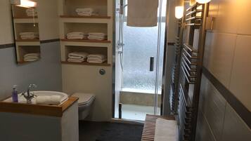 Hair dryer, towels