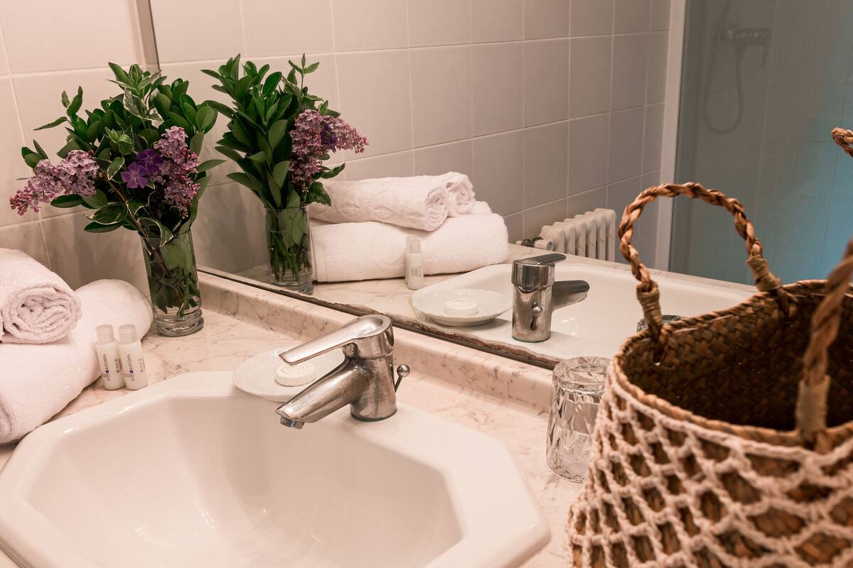 double room | bathroom | free toiletries, hair dryer, towels