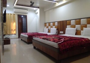 Desk, bed sheets