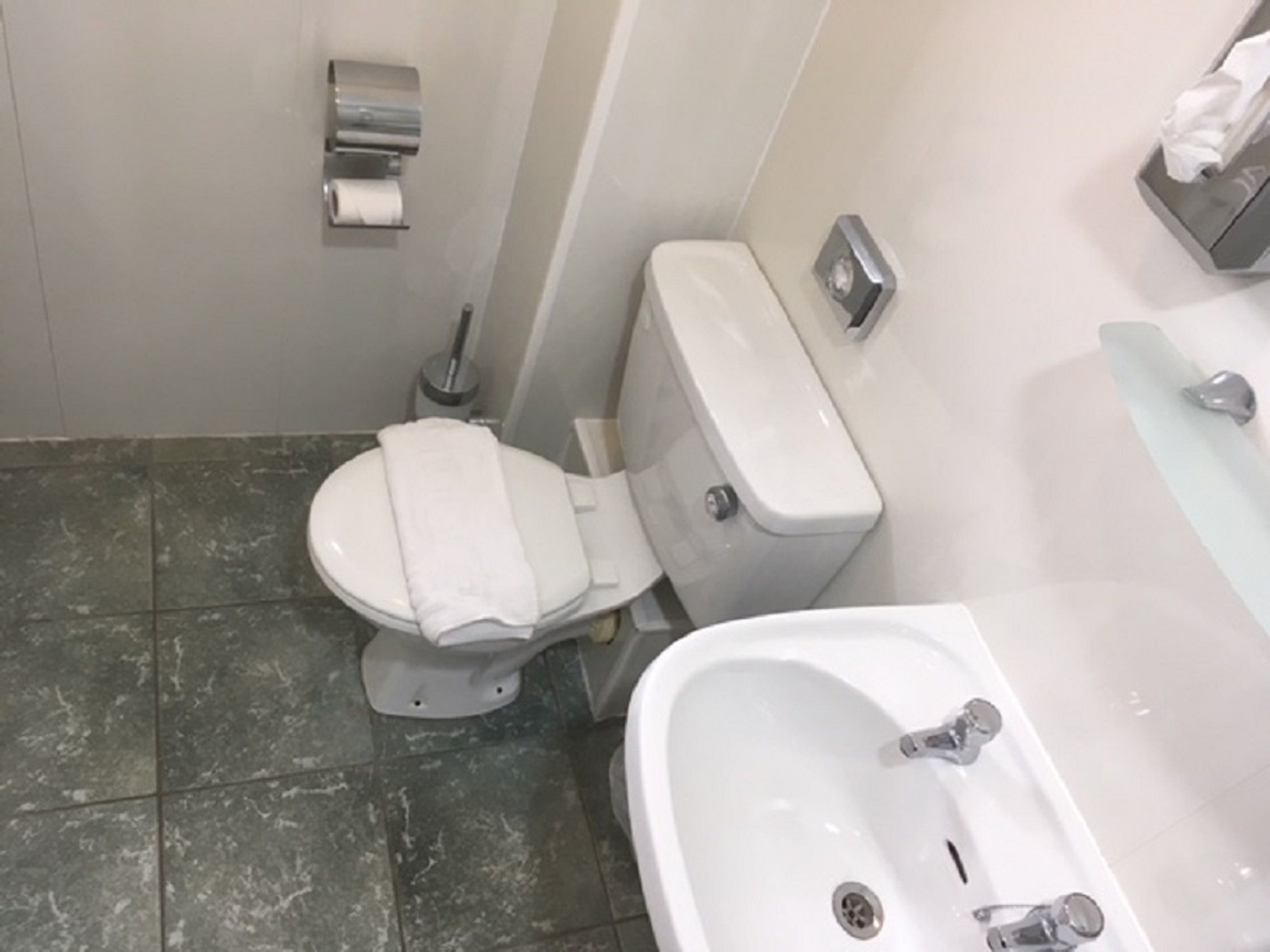 twin room | bathroom | shower, free toiletries, hair dryer, towels
