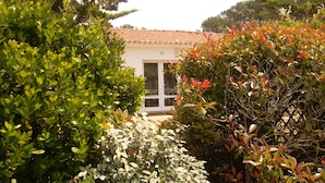 A house with a tiled roof, surrounded by dense greenery and trees. - le Hameau de l'Océan (Saint-Hilaire-de-Riez)