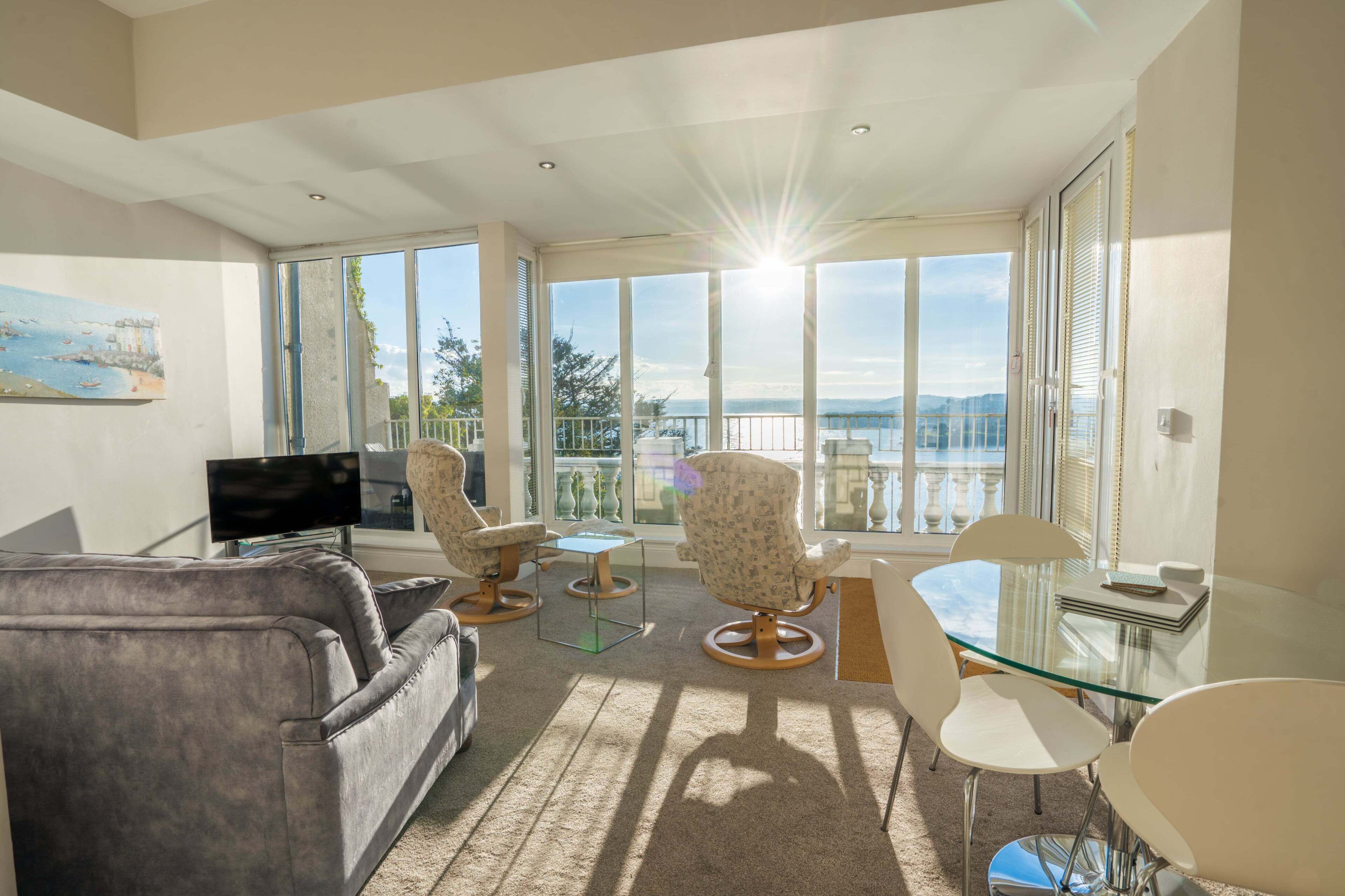 Panoramic Apartment, 1 Double Bed with Sofa bed, Sea View, Beachfront (Apartment 7) | Living area | Flat-screen TV, DVD player