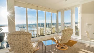 Panoramic Apartment, 1 Double Bed with Sofa bed, Sea View, Beachfront (Apartment 7) | Living area | Flat-screen TV, DVD player