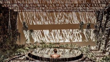 Hot tub, body treatments, body scrubs, facials, manicures and pedicures