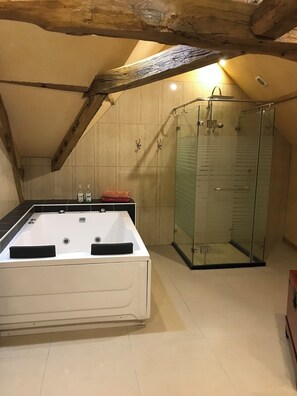 Familiekamer, uitzicht op tuin | Badkamer