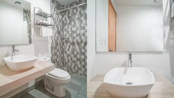 Habitación superior | Baño | Regadera, amenidades de baño gratuitas, secadora de cabello, toallas
