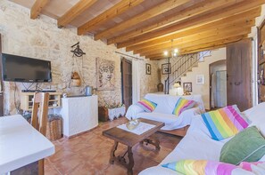 Villa, 4 Bedrooms, Private Pool | Living area | Flat-screen TV, DVD player - Finca Son Pou Virolla (Sa Pobla)