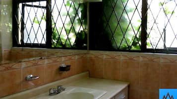 Habitación triple de lujo | Baño | Ducha, artículos de higiene personal gratuitos y secador de pelo