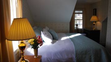 Room 5-ONE Queen Bed with Private Bath | Premium bedding, down comforters, desk, iron/ironing board