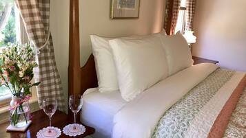 Room 1 (The Sweetheart Room) - One Queen Bed with Private Bath | Premium bedding, down comforters, desk, iron/ironing board