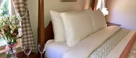 Room 1 (The Sweetheart Room) - One Queen Bed with Private Bath | Premium bedding, down comforters, desk, iron/ironing board