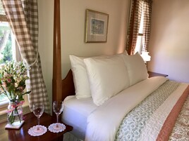 Room 1 (The Sweetheart Room) - One Queen Bed with Private Bath | Premium bedding, down comforters, desk, iron/ironing board