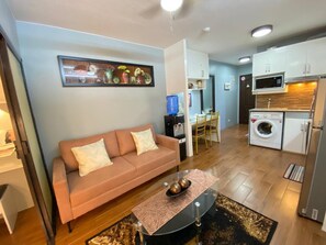 1 Bedroom Condo, Balcony | Living area | 0-inch Smart TV with cable channels, TV, fireplace - 1BR Unit For Rent One Oasis Condominium (Davao)