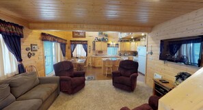 TV, fireplace, offices