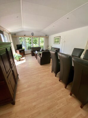 Televisión de pantalla plana, reproductor de DVD y juguetes 