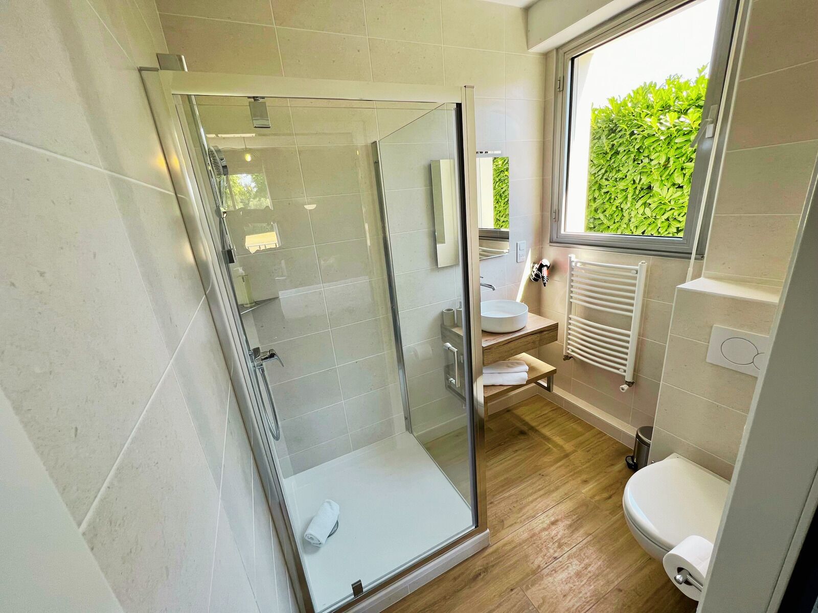 deluxe double room, 1 king bed, non smoking | bathroom | shower, free toiletries, hair dryer, towels