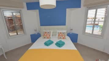 Vila, pemandangan kolam renang | 1 kamar tidur, seprai katun Mesir, seprai premium, dan meja kerja
