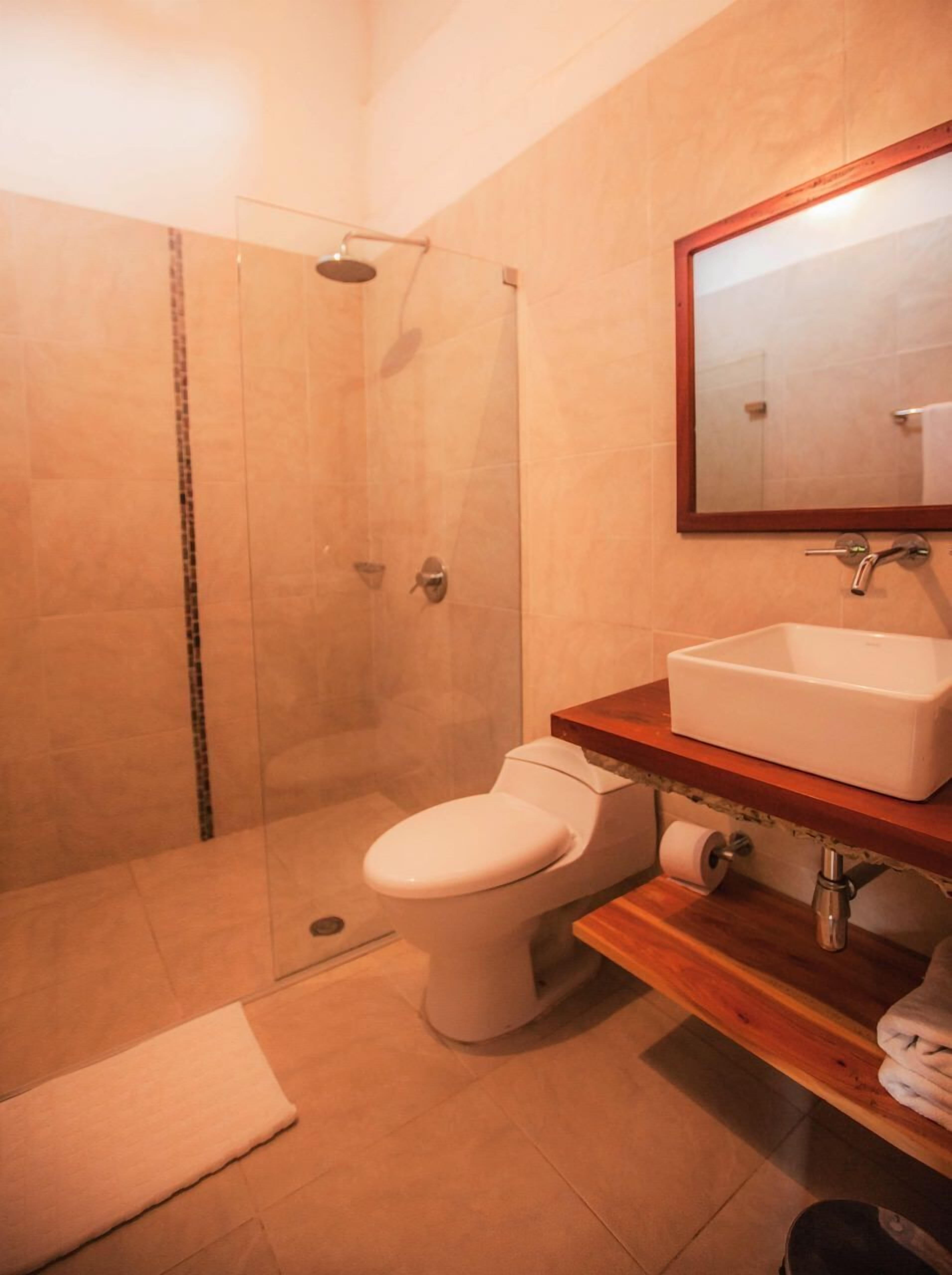luxury suite, 1 king bed | bathroom | shower, free toiletries, hair dryer, towels