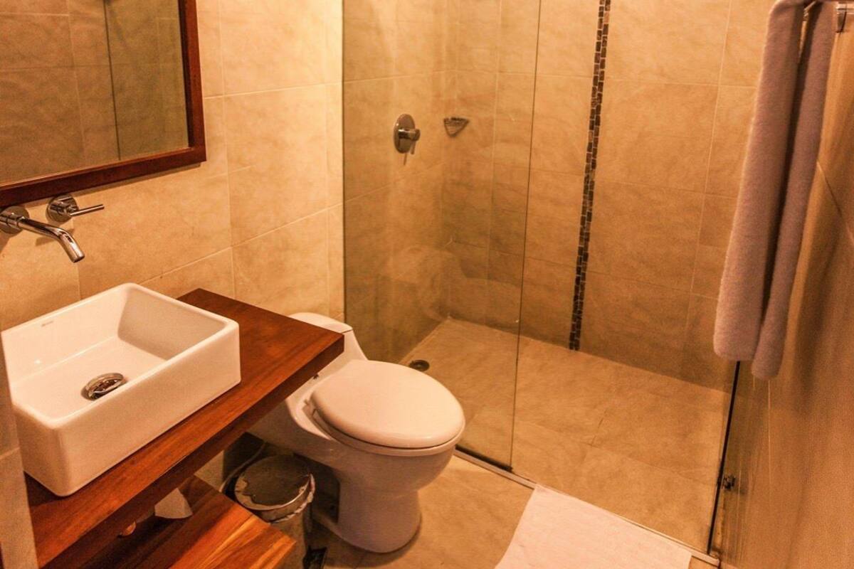 classic suite, 1 queen bed, courtyard view | bathroom | shower, free toiletries, hair dryer, towels