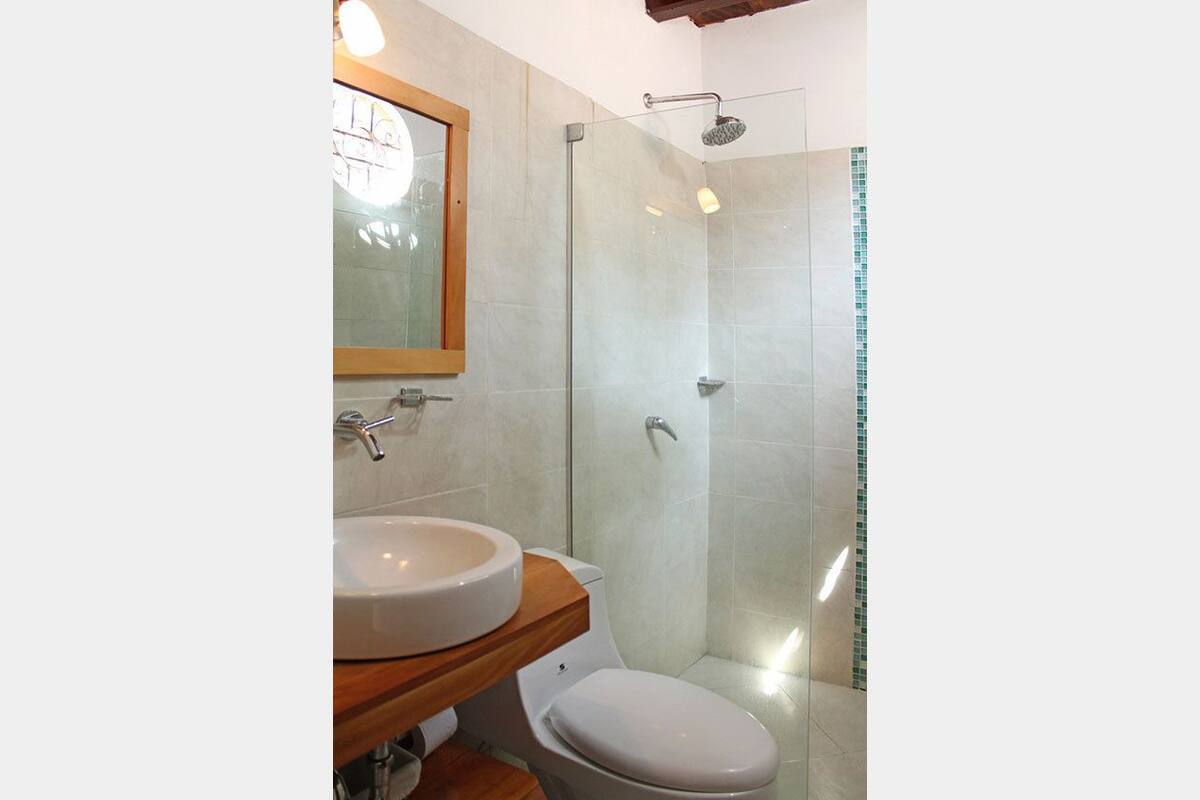 luxury suite, 1 king bed | bathroom | shower, free toiletries, hair dryer, towels