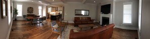 TV, fireplace