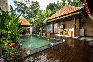 Villa, 1 habitación, vistas al jardín | Cocina básica privada | Frigorífico, microondas, placa de cocina y hervidor eléctrico