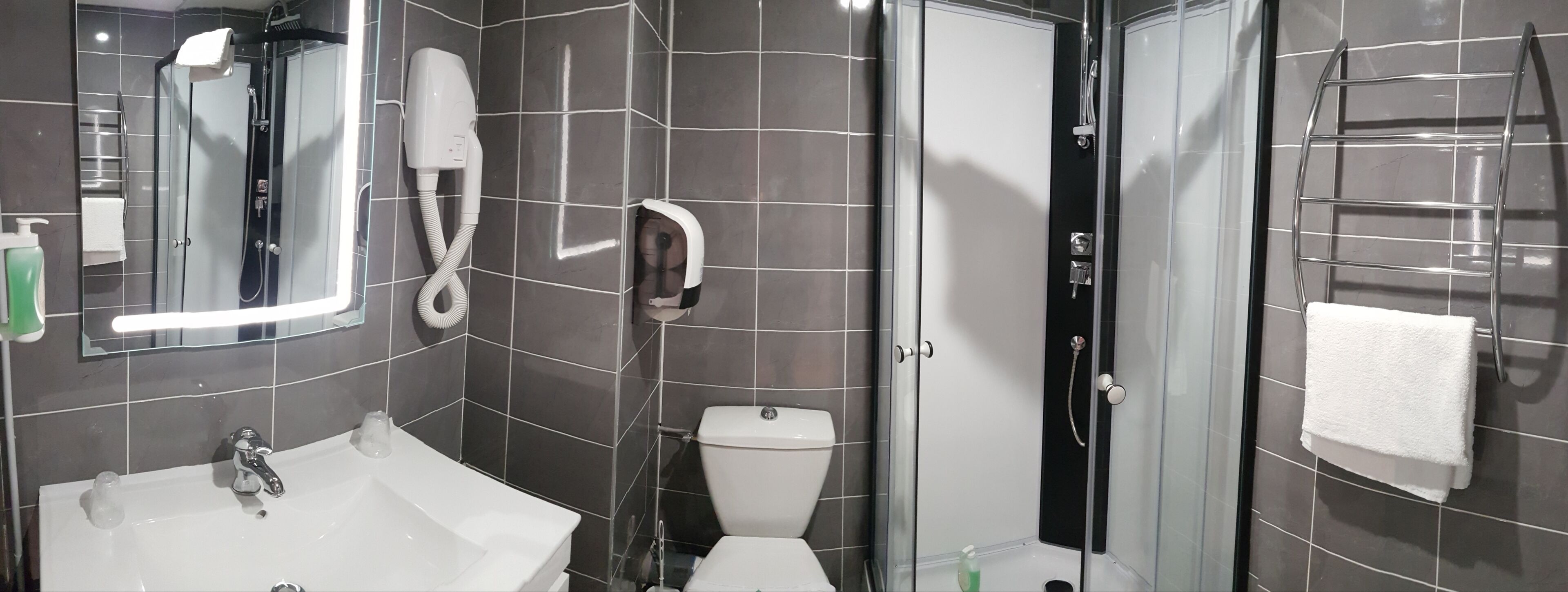 double room | bathroom | shower, hair dryer, towels