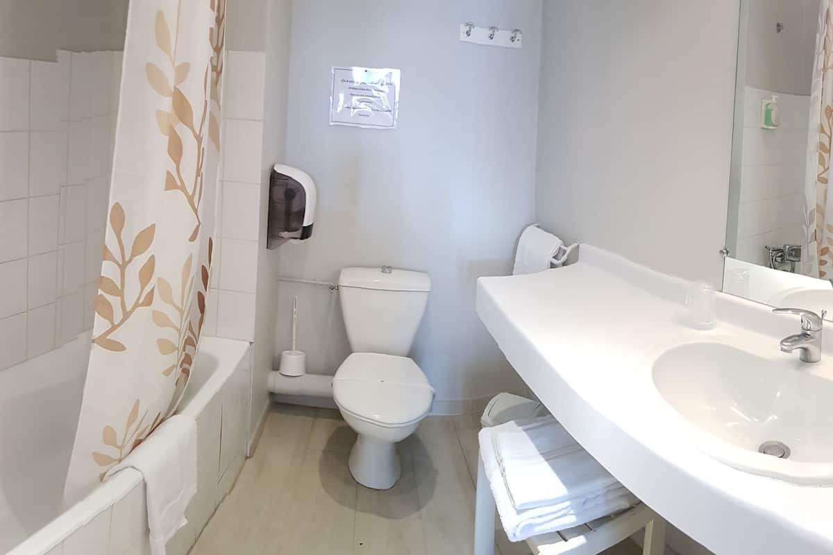 family room | bathroom | shower, hair dryer, towels