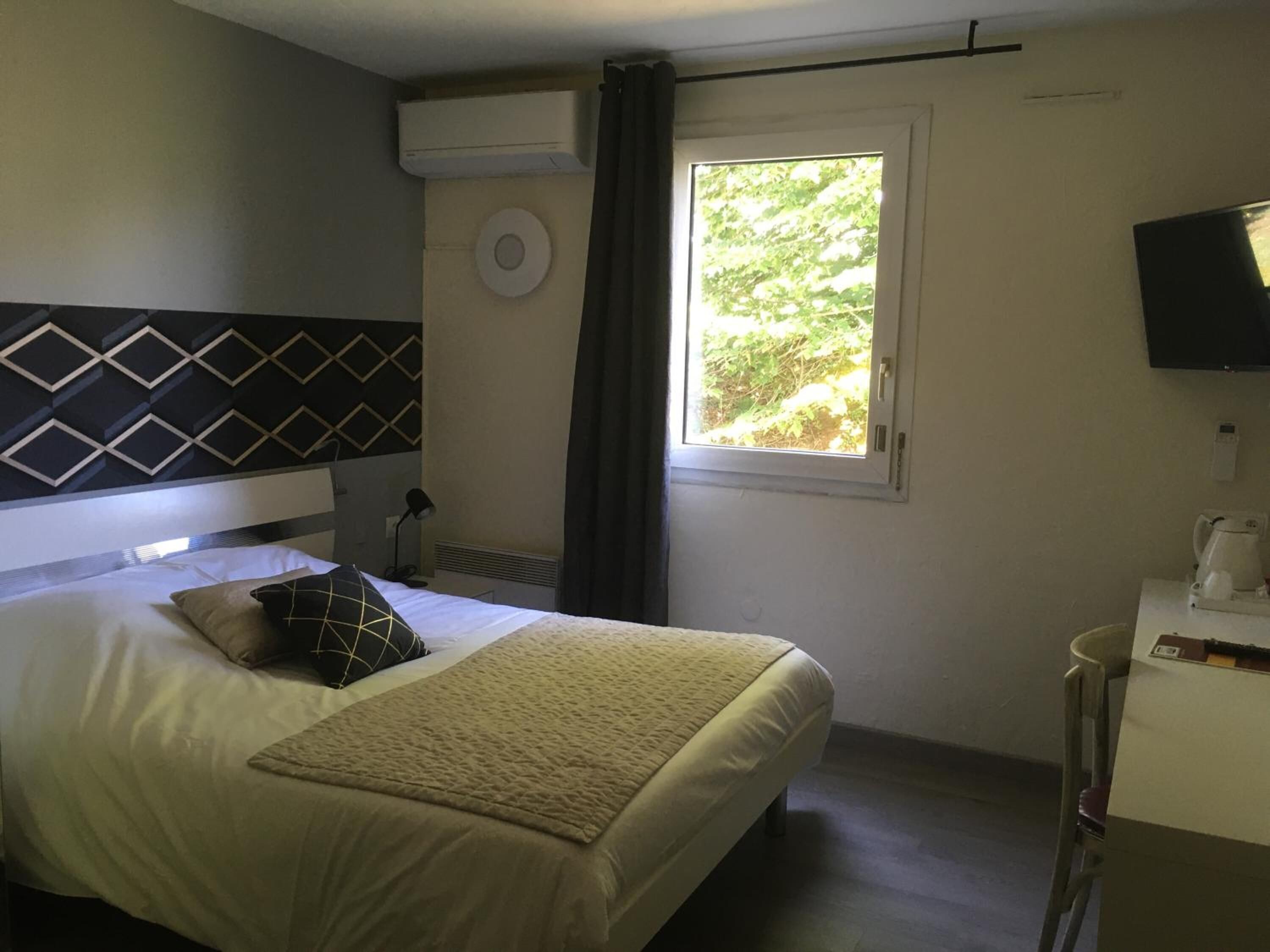 premium bedding, desk, blackout curtains, soundproofing