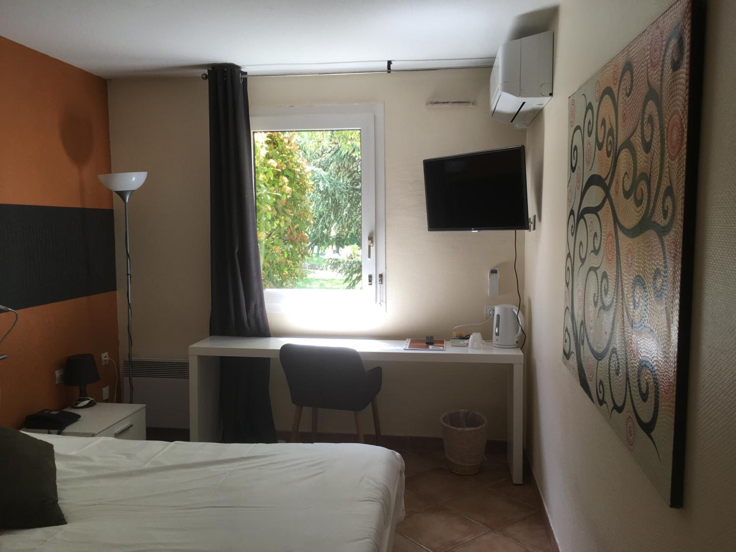 premium bedding, desk, blackout curtains, soundproofing