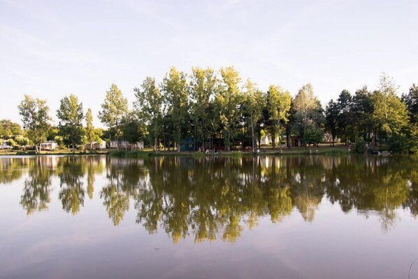 A calm lake with trees reflecting on the water's surface. - CAMPING CAMPILO (La Roche-sur-Yon)