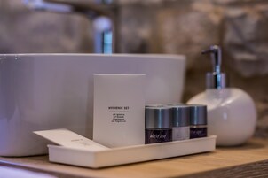 Shower, free toiletries, hair dryer, slippers