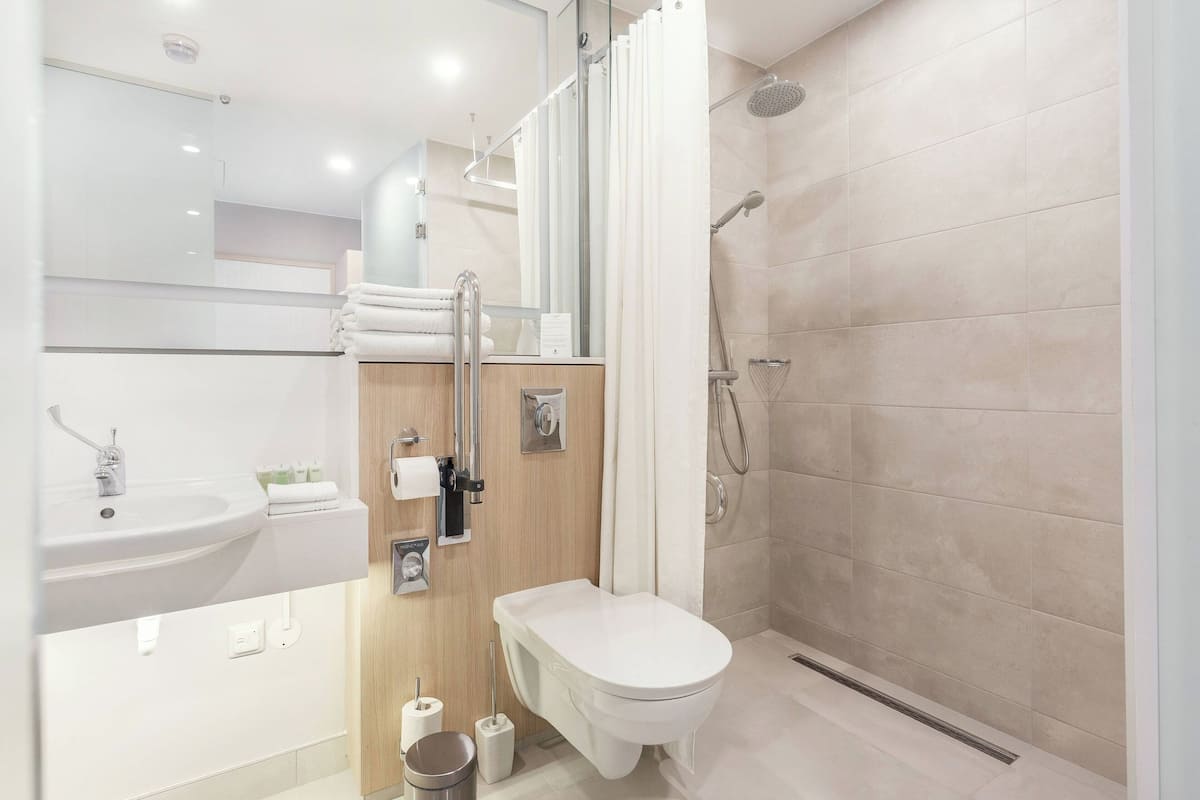 standard room, 1 king bed, non smoking | bathroom | shower, free toiletries, hair dryer, bathrobes