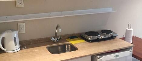 Appartement, 1 slaapkamer | Privékeuken | Een koelkast, een microgolfoven, een kookplaat