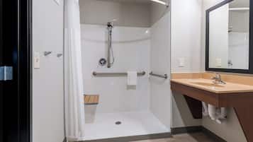 Bañera con ducha, artículos de tocador gratuitos, secador de pelo