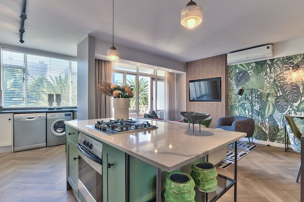 City Apartment, 1 King Bed with Sofa bed, Accessible | Private kitchen